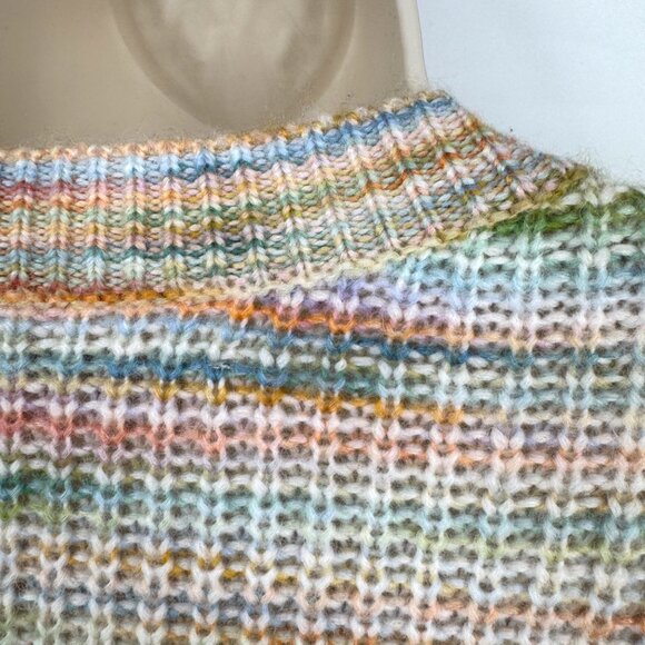 LOFT Wool Blend Sweater Dress Multicolor Pastels Crew Neck Soft Midi woman’s siz - Picture 7 of 10